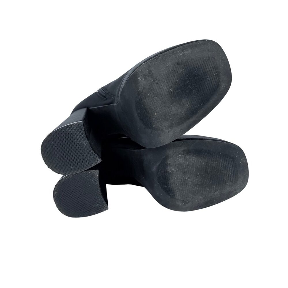 NIB Black Platform Open Toe Chunky Heel Lug Sole Casual Sexy Ankle Boots 10 - Picture 10 of 16